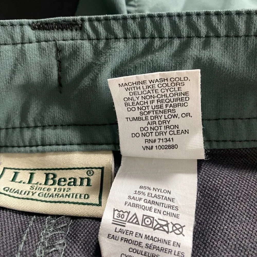 L.L. Bean‎ Board Shorts Men's Size 38W Green Nylon Blend Paddle SW-1748